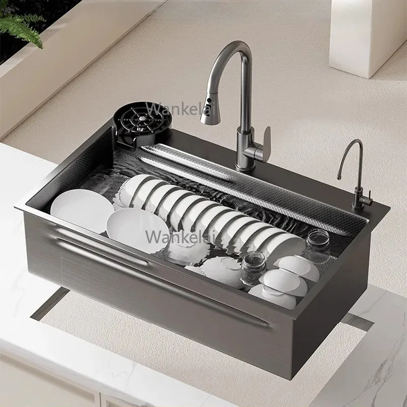 Handcrafted 80*45cm Black Stainless Steel Kitchen Sink With Rice Grain Texture - 4mm Thickened Nano-Coated Single Basin
Handcrafted 80*45cm Black Stainless Steel Kitchen Sink With Rice Grain Texture - 4mm Thickened Nano-Coated Single Basin