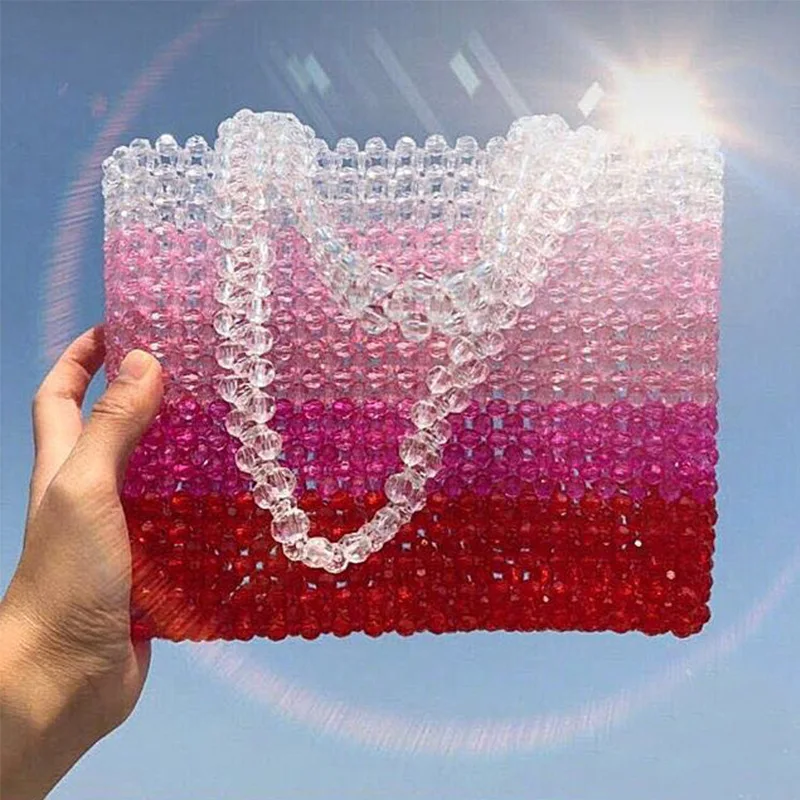 Ins Rose Gradient Beaded Woven Women's Bag New Acrylic Pearl Handmade Beads Colorful Stripe Small Design Handbags for Women
Ins Rose Gradient Beaded Woven Women's Bag New Acrylic Pearl Handmade Beads Colorful Stripe Small Design Handbags for Women