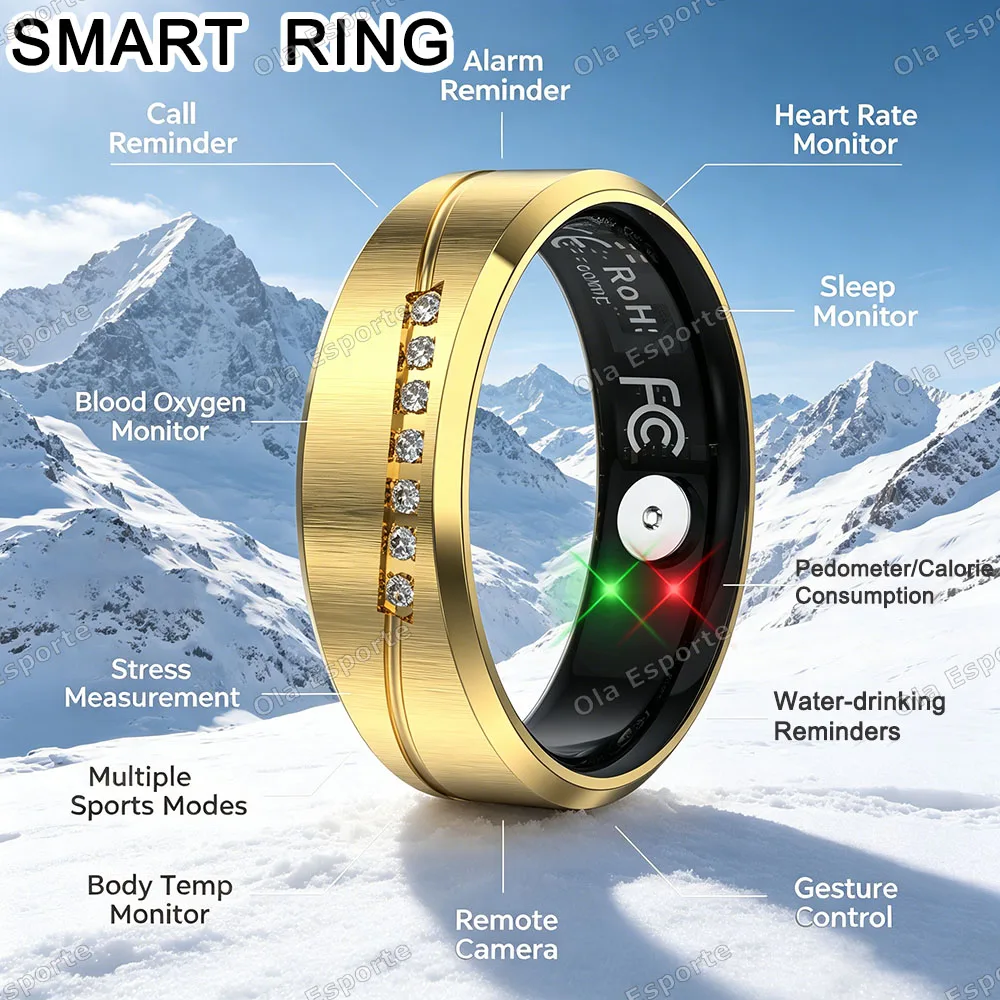 Smart Ring Women Men Call reminder Heart Rate Body Temperature Health Stress measurement Monitor Waterproof Fashion Sports Rings
Smart Ring Women Men Call reminder Heart Rate Body Temperature Health Stress measurement Monitor Waterproof Fashion Sports Rings