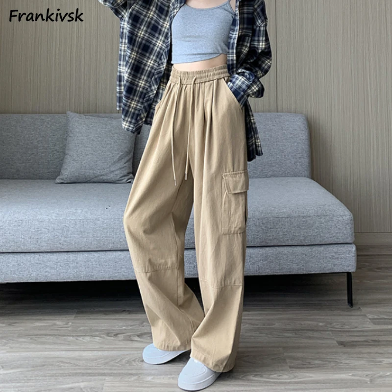 Solid Pants Women Fashion Loose Spring All-match Streetwear Elastic Waist Leisure Pocket Elegant Simple Comfortable Students
Solid Pants Women Fashion Loose Spring All-match Streetwear Elastic Waist Leisure Pocket Elegant Simple Comfortable Students
