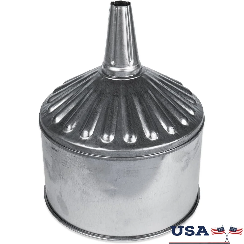 8 Quart Galvanized Funnel with Removable Brass Strainer Screen Fixed Flex Spout Chemically Resistant Durable Kitchen Tool
8 Quart Galvanized Funnel with Removable Brass Strainer Screen Fixed Flex Spout Chemically Resistant Durable Kitchen Tool