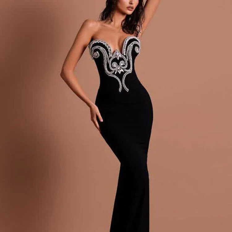 Sexy Luxury Heavy-duty Rhinestone Decoration Maxi Dress Strapless Off-the-shoulder Bodycon Bandage Dress Elegant Evening Outfit
Sexy Luxury Heavy-duty Rhinestone Decoration Maxi Dress Strapless Off-the-shoulder Bodycon Bandage Dress Elegant Evening Outfit