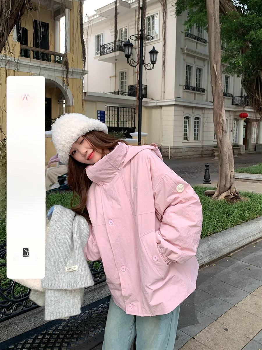 CCKOK Simple Color Hooded Cotton Jacket Women's Loose Bread Cotton Coat Winter Korean Style Long Sleeve Thickened
CCKOK Simple Color Hooded Cotton Jacket Women's Loose Bread Cotton Coat Winter Korean Style Long Sleeve Thickened