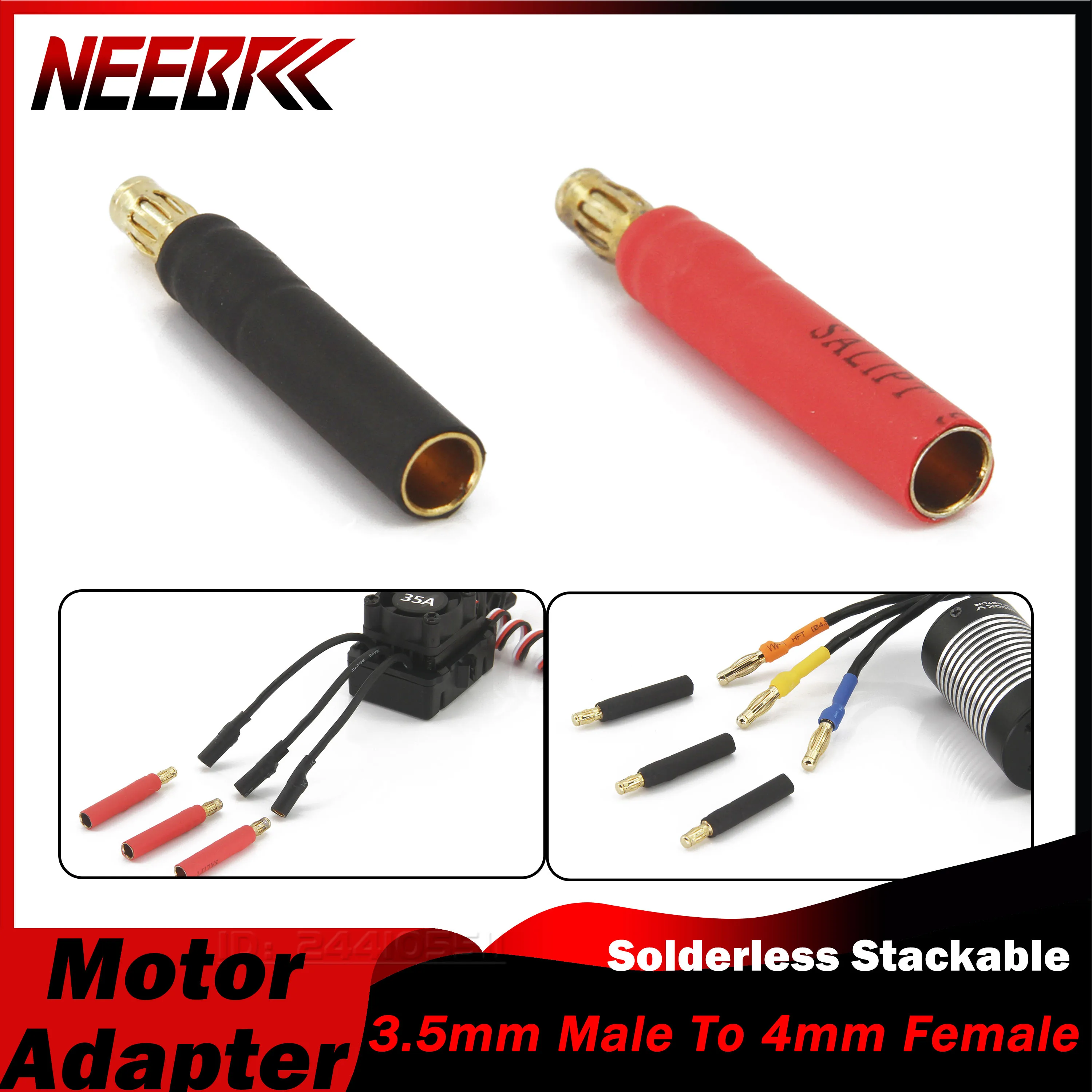 3.5mm Male To 4mm Female Bullet Connector ESC Motor Banana Plug Solderless Stackable Adapter for RC Car Boat FPV Upgrade Part
3.5mm Male To 4mm Female Bullet Connector ESC Motor Banana Plug Solderless Stackable Adapter for RC Car Boat FPV Upgrade Part