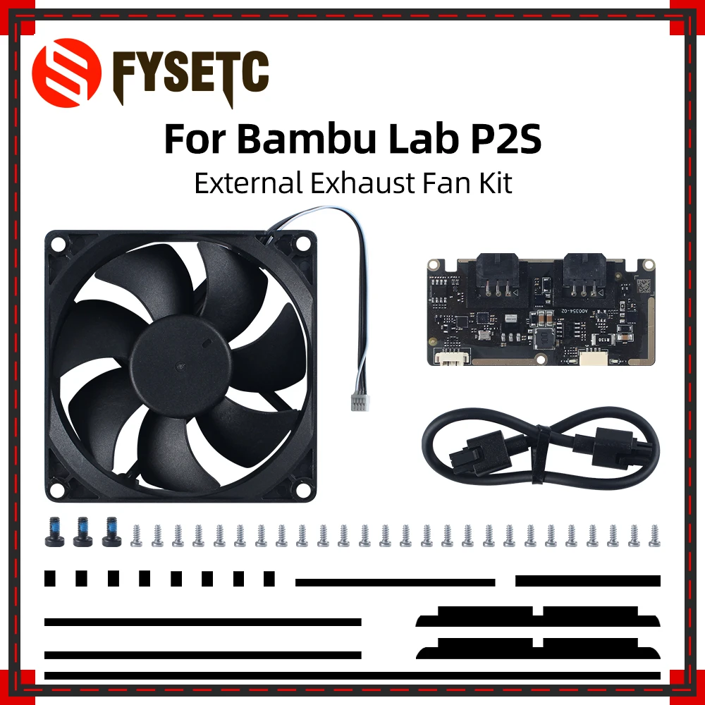 For Bambu Lab P2S External Exhaust Fan Kit High Quality and Fast Cooling Fan For 3D Printer Replaceable Parts