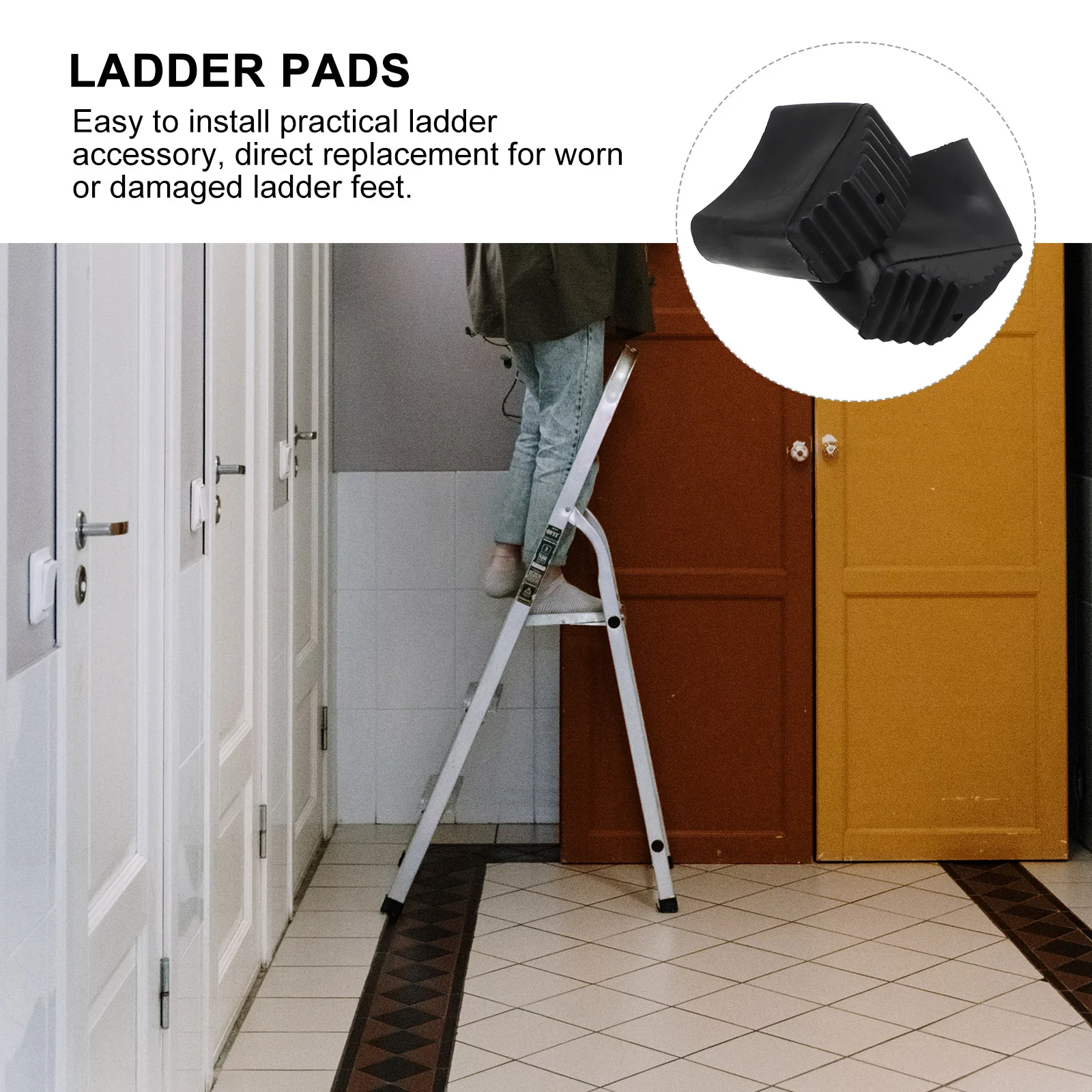 4 Pcs Foot Pads Black Rubber Replacement Thick Design Household Ladder Cover Durable Anti Slip Construction Tools Accessories
4 Pcs Foot Pads Black Rubber Replacement Thick Design Household Ladder Cover Durable Anti Slip Construction Tools Accessories