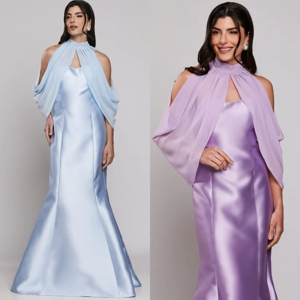 Customized Mermaid Exquisite Blue Satin Evening Dresses Fashion High Collar Celebrity Gowns Sparkly Special Occasion Gowns
Customized Mermaid Exquisite Blue Satin Evening Dresses Fashion High Collar Celebrity Gowns Sparkly Special Occasion Gowns