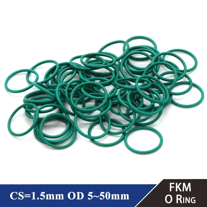 10/50Pcs FKM O Ring CS 1.5mm OD 5~50mm Sealing Gasket Insulation Oil High Temperature Resistance Fluorine Rubber O Ring Green
10/50Pcs FKM O Ring CS 1.5mm OD 5~50mm Sealing Gasket Insulation Oil High Temperature Resistance Fluorine Rubber O Ring Green