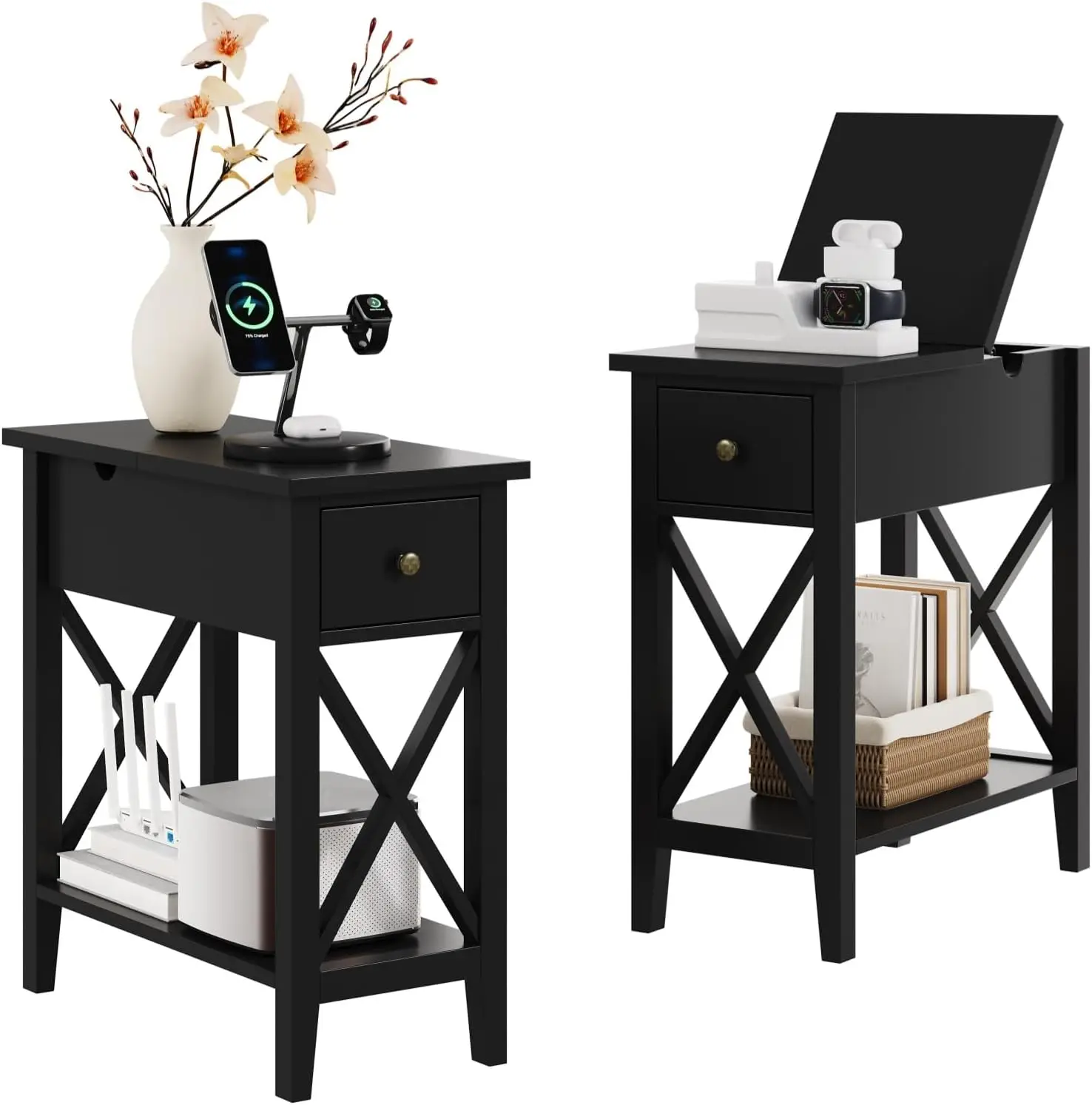 Комплект из 2-х приставных столиков, узкий столик с откидной столешницей и выдвижным ящиком, маленький приставной/прикроватный столик для гостиной, спальни, небольших помещений
Комплект из 2-х приставных столиков, узкий столик с откидной столешницей и выдвижным ящиком, маленький приставной/прикроватный столик для гостиной, спальни, небольших помещений