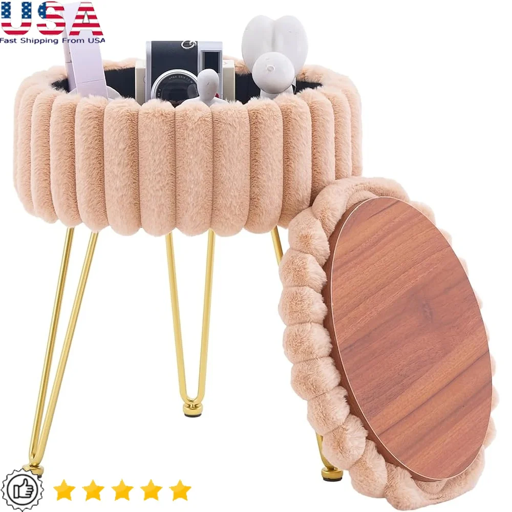 Round Storage Ottoman Modern Footstool Faux Fur Upholstery Metal Legs Cushioned Vanity Stool Extra Seating Small Side Table
Round Storage Ottoman Modern Footstool Faux Fur Upholstery Metal Legs Cushioned Vanity Stool Extra Seating Small Side Table