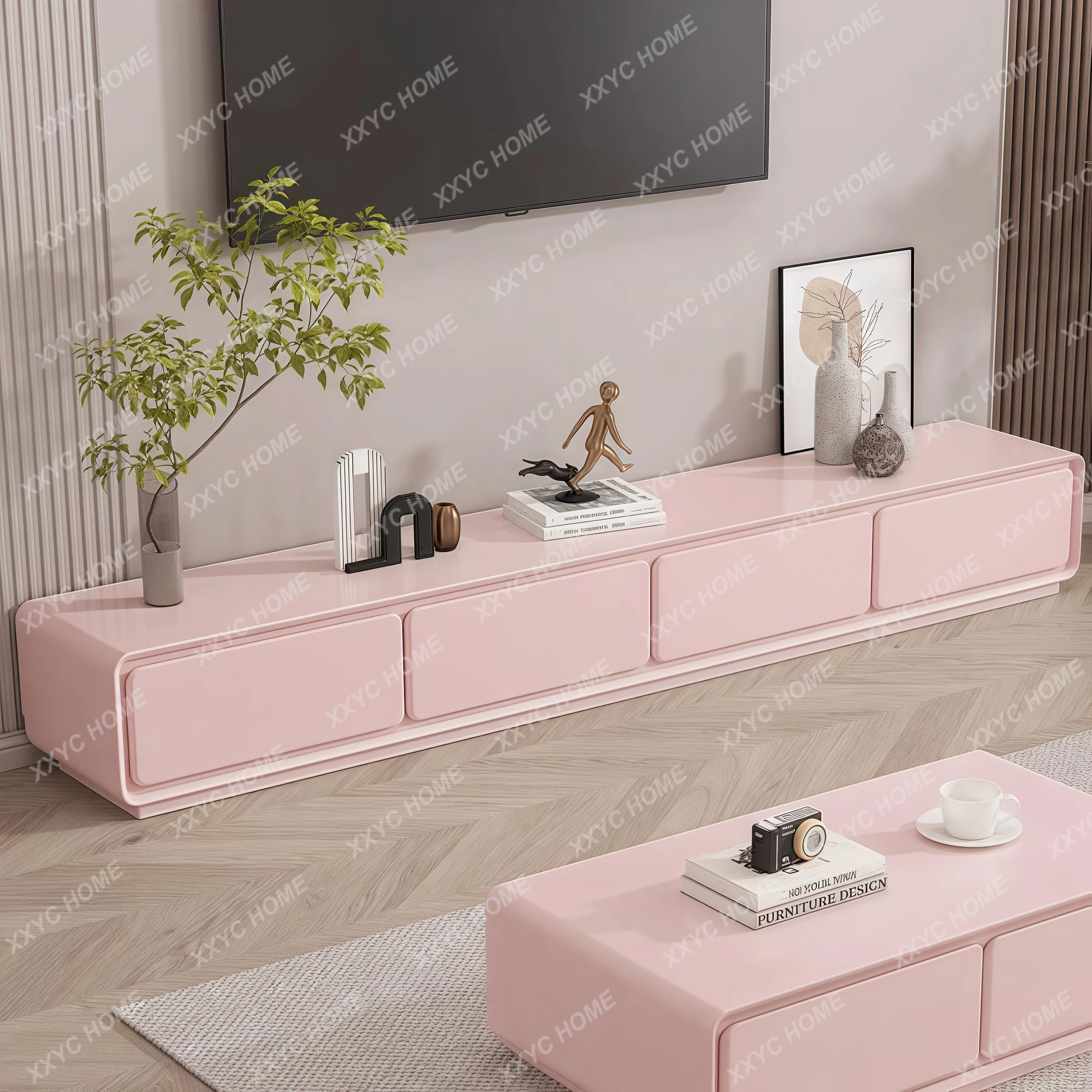 Simple modern TV cabinet coffee table pink living room cream wind solid wood floor cabinet
Simple modern TV cabinet coffee table pink living room cream wind solid wood floor cabinet