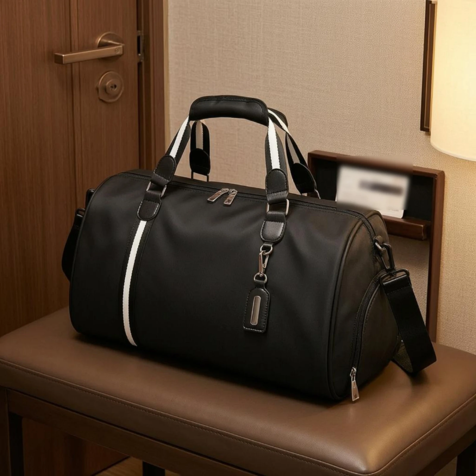 Travel Duffel Bag Rectangular Nylon Duffel Bag Padded Grip Side Zipper Compartments
Travel Duffel Bag Rectangular Nylon Duffel Bag Padded Grip Side Zipper Compartments