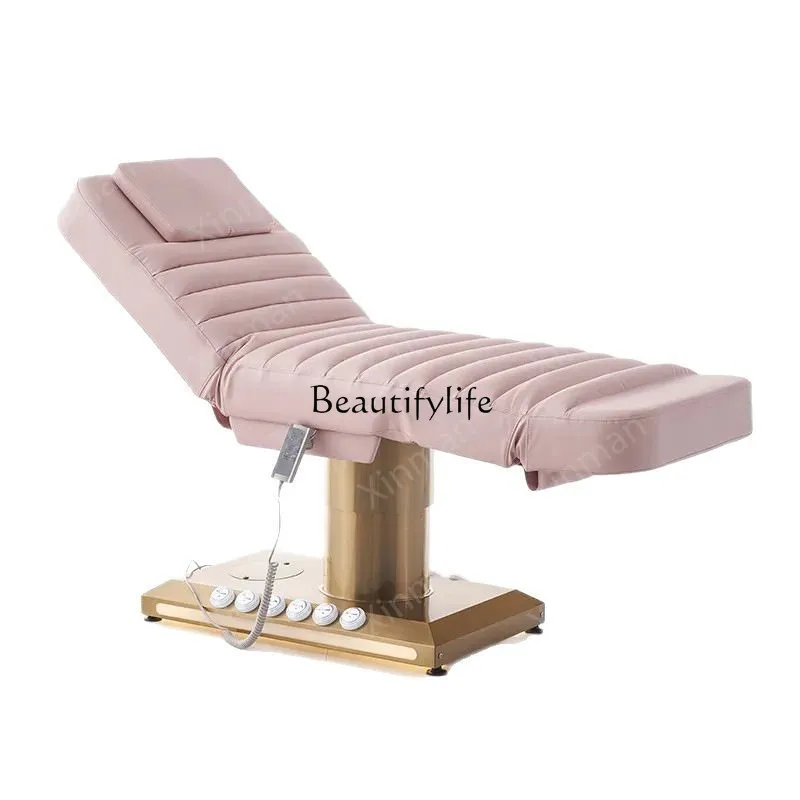 High-end luxury gold base with foot control 3 motor massage with LED lamp beauty bed
High-end luxury gold base with foot control 3 motor massage with LED lamp beauty bed