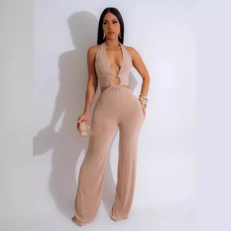 Women Elegant Sexy Halter Jumpsuit Hollow Out V-neck Lace-up Backless Wide Leg Pants Casual Rompers Party Clubwear Overalls
Women Elegant Sexy Halter Jumpsuit Hollow Out V-neck Lace-up Backless Wide Leg Pants Casual Rompers Party Clubwear Overalls