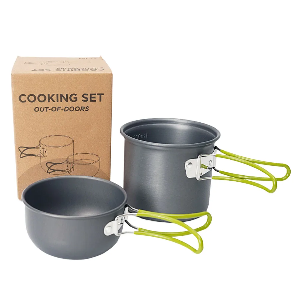 Anodized Aluminum Cookware Set Outdoor Stove Compact Camping Gear Green Handle, Orange Handle Outdoor Cookware Mesh Carry Bag
Anodized Aluminum Cookware Set Outdoor Stove Compact Camping Gear Green Handle, Orange Handle Outdoor Cookware Mesh Carry Bag