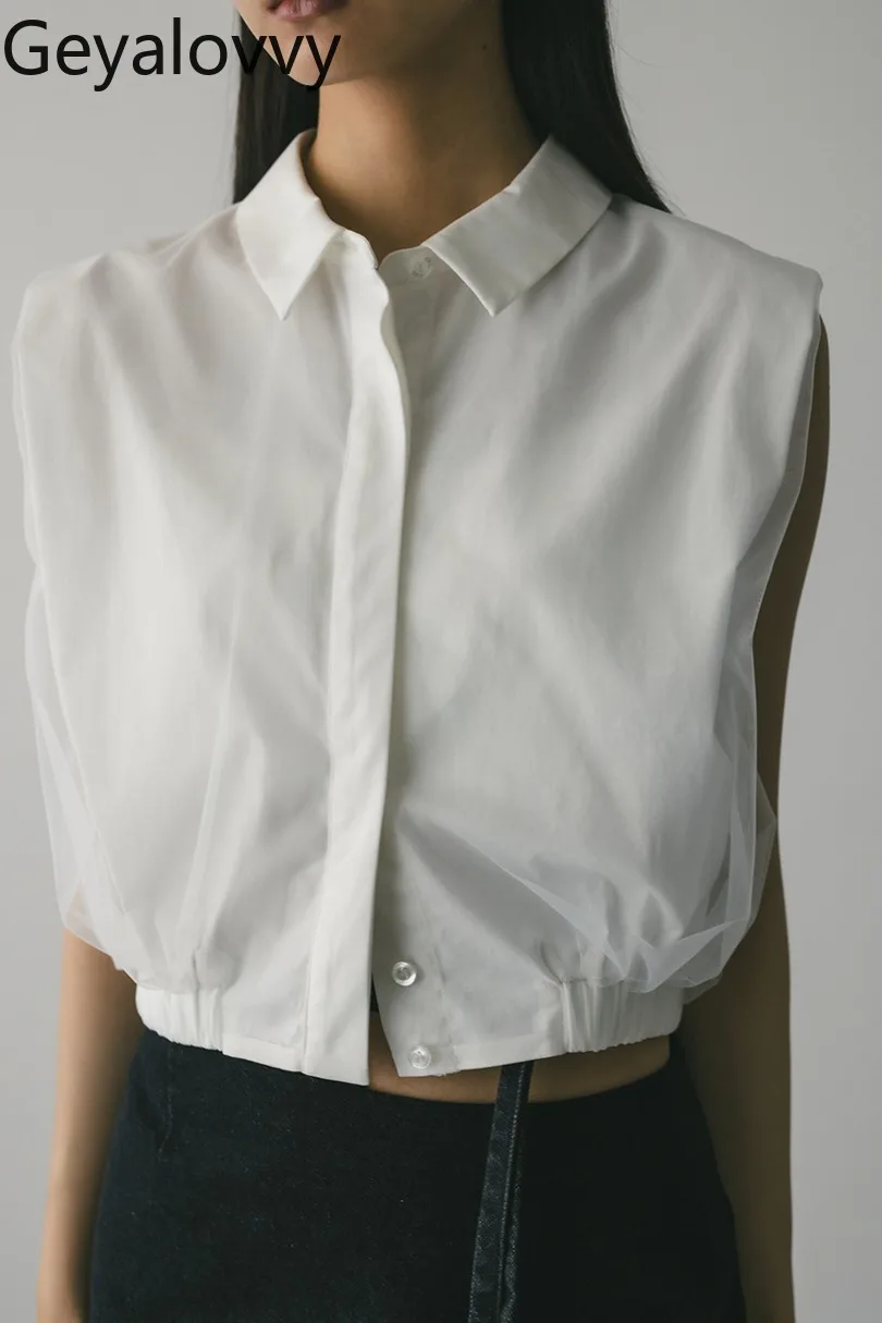 Summer New Versatile Turn-Down Collar Sleeveless Shirt Japanese Sweet Style Blouse Solid Color Short Tops for Girls Camisas
Summer New Versatile Turn-Down Collar Sleeveless Shirt Japanese Sweet Style Blouse Solid Color Short Tops for Girls Camisas