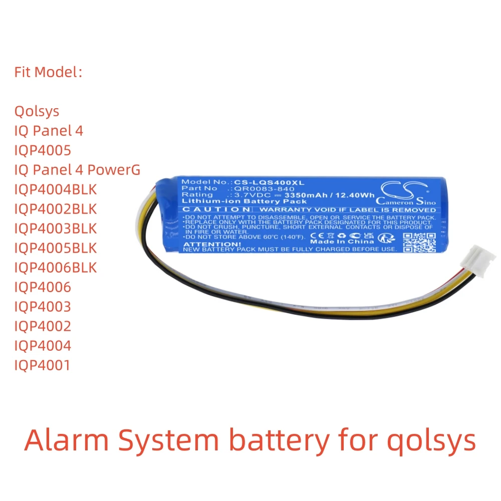 Li-ion Alarm System battery for qolsys.3.7V,3350mAh,IQ Panel 4 PowerG IQP4004BLK IQP4002BLK IQP4003BLK IQP4005BLK IQP4006BLK
Li-ion Alarm System battery for qolsys.3.7V,3350mAh,IQ Panel 4 PowerG IQP4004BLK IQP4002BLK IQP4003BLK IQP4005BLK IQP4006BLK