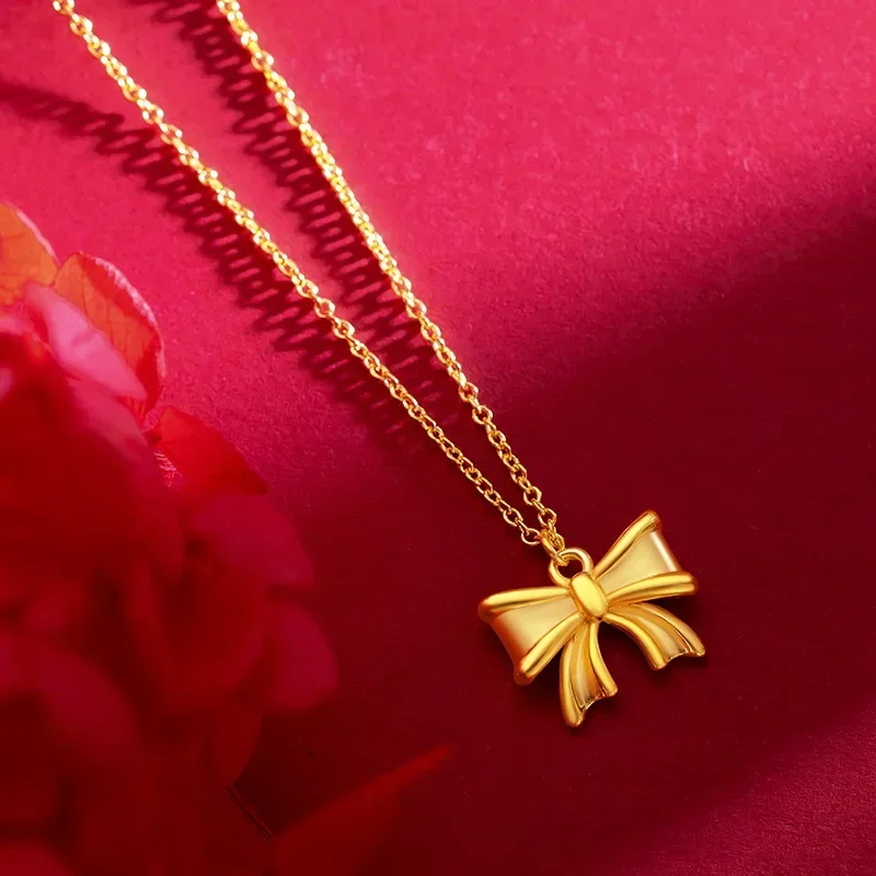 9999 Real Gold The same bow collarbone chain gold sweetheart bow princess necklace women
9999 Real Gold The same bow collarbone chain gold sweetheart bow princess necklace women