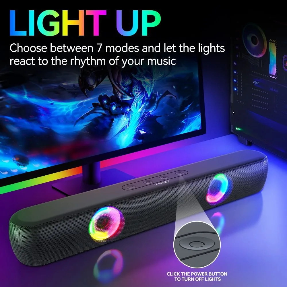 Soundbar Computer Speakers Bluetooth 5.0 USB Powered Dual Drivers Surround Sound TF Card Outdoor Use for PC Laptop TV Gaming
Soundbar Computer Speakers Bluetooth 5.0 USB Powered Dual Drivers Surround Sound TF Card Outdoor Use for PC Laptop TV Gaming