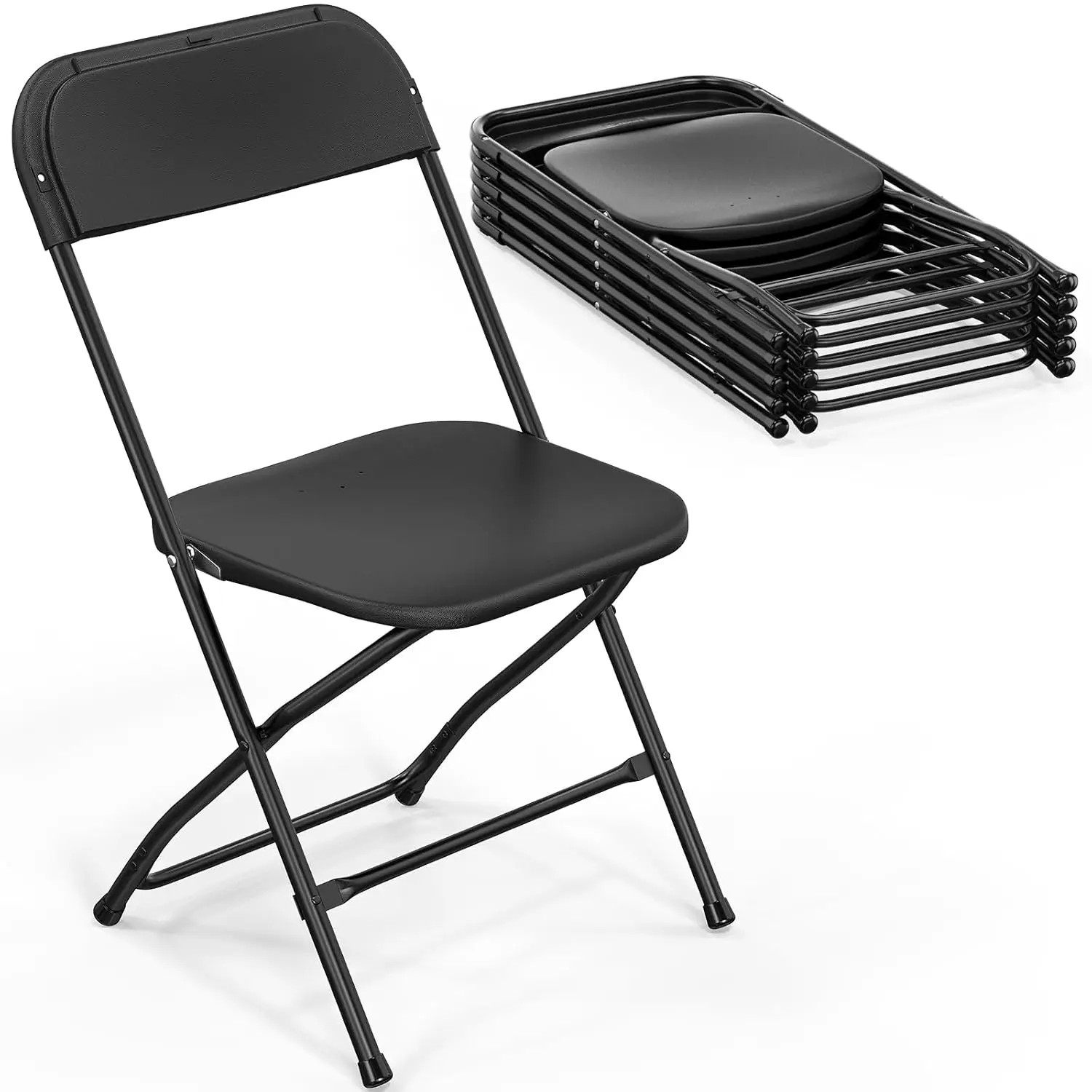 Folding Chairs Set of 6, Black Plastic Chair Sturdy Seat with Metal Frame, Perfect for Party, Event, Wedding, Birthday,, Custom
Folding Chairs Set of 6, Black Plastic Chair Sturdy Seat with Metal Frame, Perfect for Party, Event, Wedding, Birthday,, Custom
