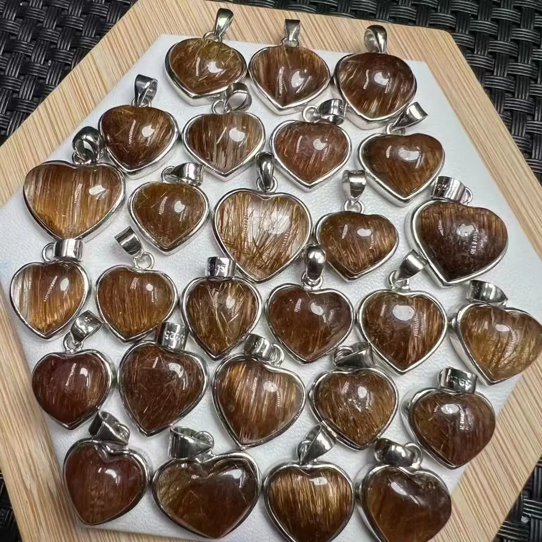 Unit One Piece 925 Silver Inlay Natural Copper Rutilated Quartz Crystal Heart Shape Carving Pendant for Gift
Unit One Piece 925 Silver Inlay Natural Copper Rutilated Quartz Crystal Heart Shape Carving Pendant for Gift