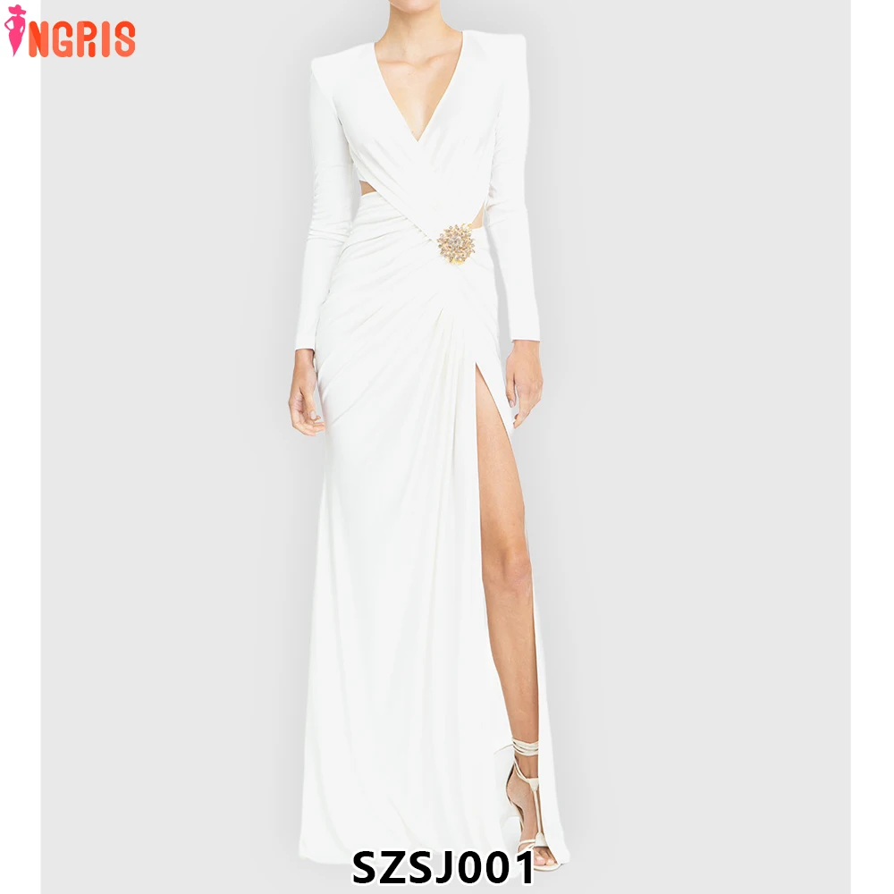 Women High Slit Autumn Spring Women Sexy V Neck Wedding Guest Party Casual Long Sleeve Maxi Dress-SZSJ001
Women High Slit Autumn Spring Women Sexy V Neck Wedding Guest Party Casual Long Sleeve Maxi Dress-SZSJ001
