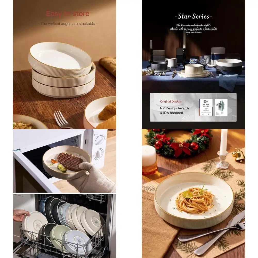 Set of 6 Double Reactive Glazed Pasta & Salad Bowls, Stackable, Ideal for Housewarming, Thanksgiving, Christmas Gifts, White
Set of 6 Double Reactive Glazed Pasta & Salad Bowls, Stackable, Ideal for Housewarming, Thanksgiving, Christmas Gifts, White