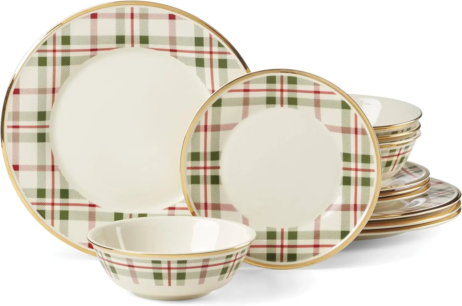 Lenox Holiday Plaid 12-Piece Kitchen Dinnerware Plate Set 11.07 Red & Green
Lenox Holiday Plaid 12-Piece Kitchen Dinnerware Plate Set 11.07 Red & Green