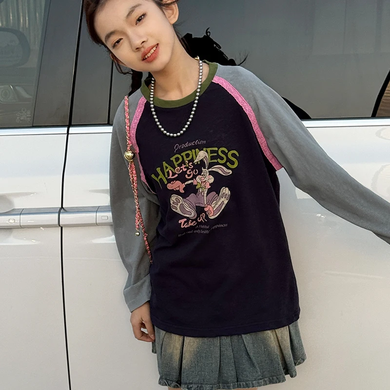 Футболка с длинными рукавами для девочек, осенняя детская контрастная футболка с плечами, корейская версия, повседневный топ с героями мультфильмов, тренд
Футболка с длинными рукавами для девочек, осенняя детская контрастная футболка с плечами, корейская версия, повседневный топ с героями мультфильмов, тренд