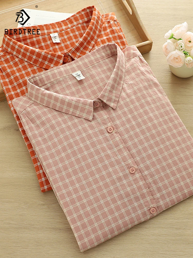 New 2025 Summer Cotton Half Sleeve Shirt, Women Turn-down Collar Plaid, Mori Girl French Retro Versatile Loose Blouse T57351CC
New 2025 Summer Cotton Half Sleeve Shirt, Women Turn-down Collar Plaid, Mori Girl French Retro Versatile Loose Blouse T57351CC