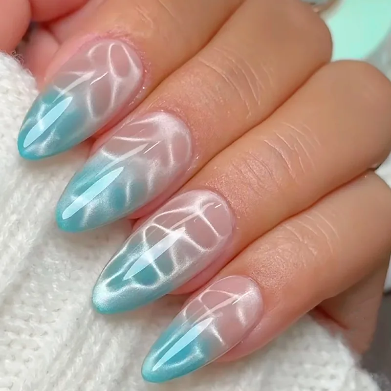 24PCS Cool Blue Waves Gradient French False Nails Summer Fresh Shiny Cat Eye Almond Press on Nails Full Cover Simple Fake Nails
24PCS Cool Blue Waves Gradient French False Nails Summer Fresh Shiny Cat Eye Almond Press on Nails Full Cover Simple Fake Nails