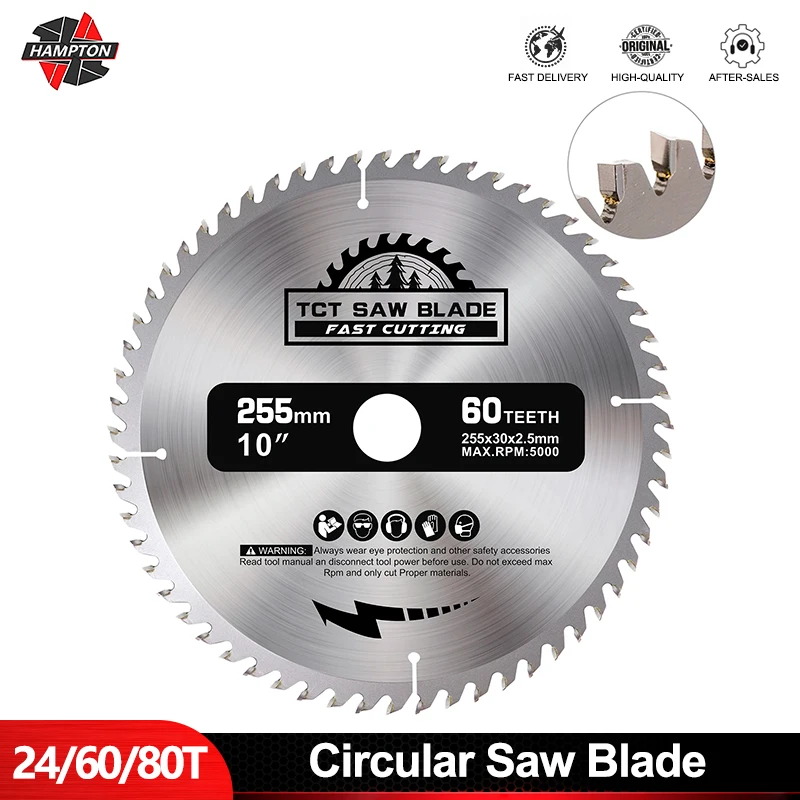 HAMPTON 1PC 165/250/255mm TCT Circular Saw Blade 24/60/80T Carbide Saw Blade For Woodworking Cutter Tools Wood Cutting Disc
HAMPTON 1PC 165/250/255mm TCT Circular Saw Blade 24/60/80T Carbide Saw Blade For Woodworking Cutter Tools Wood Cutting Disc