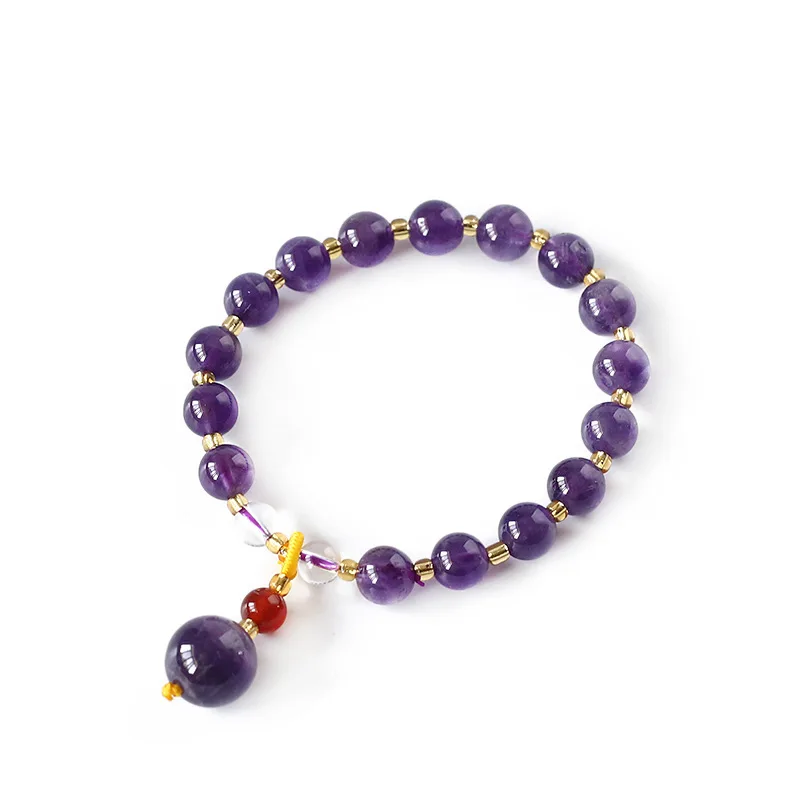 Natural Purple Amethyst Bracelet Single Circle Crystal Beaded Bracelet Pendant for Couples Sweet Jewelry Gifts for Men Women
Natural Purple Amethyst Bracelet Single Circle Crystal Beaded Bracelet Pendant for Couples Sweet Jewelry Gifts for Men Women