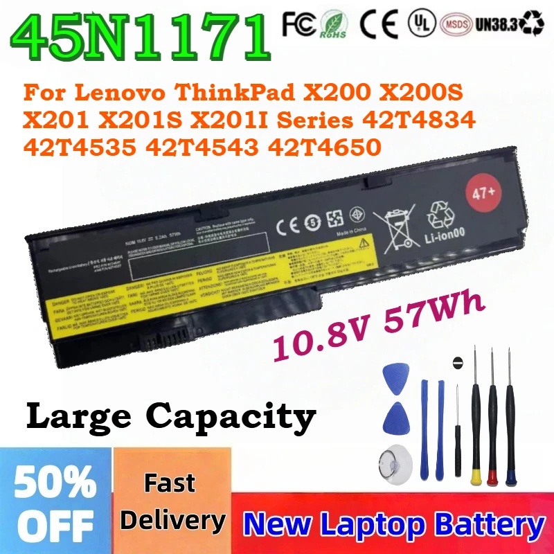 45N1171 Laptop Battery 57Wh For IBM Lenovo ThinkPad X200 X200s X201 X201i X201s 42T4834 42T4835 43R9254 ASM 42T4537 FRU 42T4536
45N1171 Laptop Battery 57Wh For IBM Lenovo ThinkPad X200 X200s X201 X201i X201s 42T4834 42T4835 43R9254 ASM 42T4537 FRU 42T4536