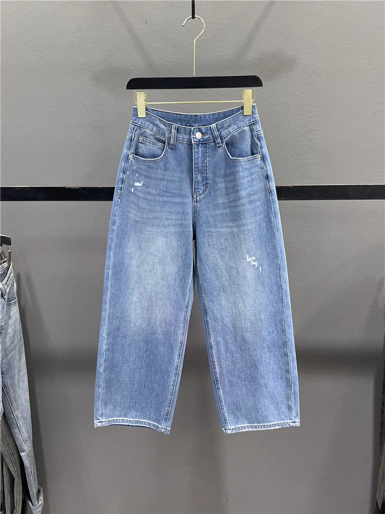Blue Straight Leg Jeans Women's Loose Slimming Elastic Spring Summer Casual Cotton Stretch Denim Short Wide Leg Pants
Blue Straight Leg Jeans Women's Loose Slimming Elastic Spring Summer Casual Cotton Stretch Denim Short Wide Leg Pants