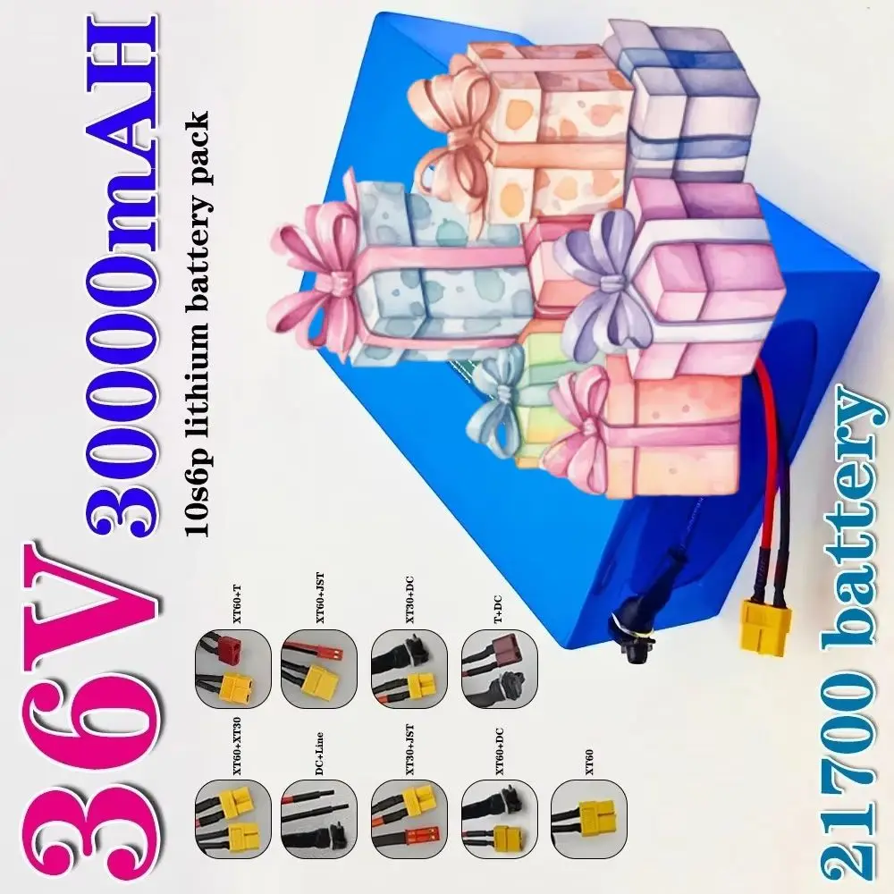 36 В 30000 мАч 10S6P литий-ионный аккумулятор для велосипедов, инвалидных колясок, уличных мотоциклов с BMS 21700, высокая емкость
36 В 30000 мАч 10S6P литий-ионный аккумулятор для велосипедов, инвалидных колясок, уличных мотоциклов с BMS 21700, высокая емкость