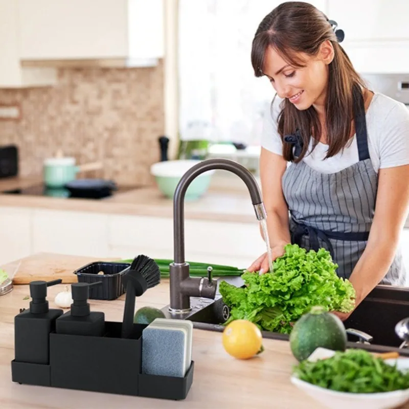 Kitchen Soap Dispenser Set with Sponge & Dish Brush Countertop Sink Organizer Kit Kitchen Sink Accessories
Kitchen Soap Dispenser Set with Sponge & Dish Brush Countertop Sink Organizer Kit Kitchen Sink Accessories