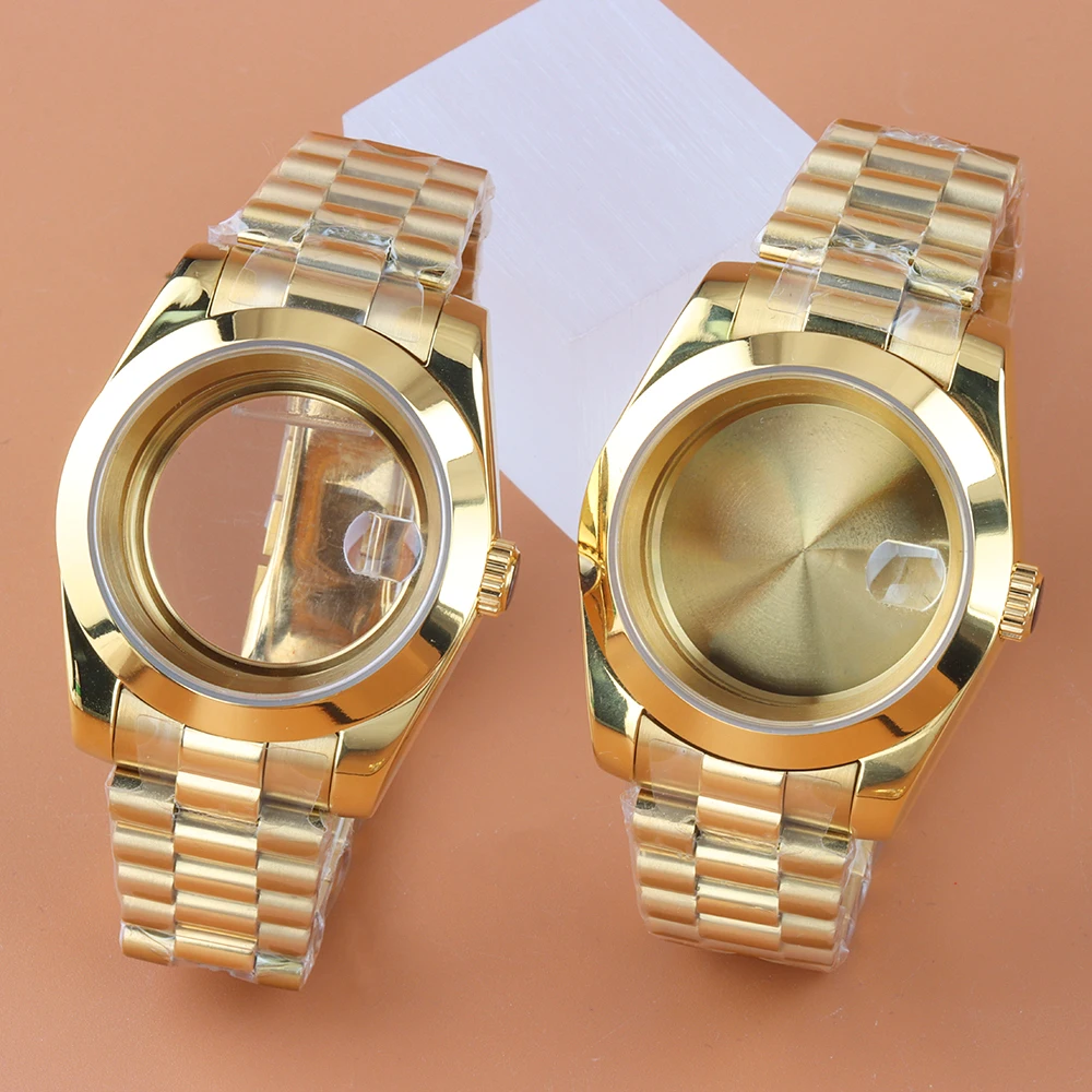 Gold PVD 36mm 39mm NH35 Case Presidential Bracelet Strap Waterproof Fit Seiko NH35 NH36 Movement 28.5mm Dial Sapphire Crystal
Gold PVD 36mm 39mm NH35 Case Presidential Bracelet Strap Waterproof Fit Seiko NH35 NH36 Movement 28.5mm Dial Sapphire Crystal