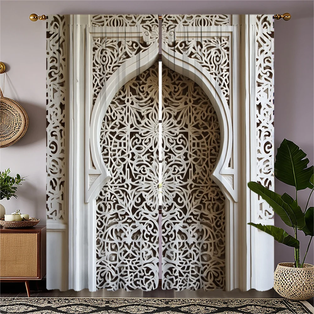 2-piece set of high-definition digital printed curtainMoroccan style white carved window lattice patternHome decoration style
2-piece set of high-definition digital printed curtainMoroccan style white carved window lattice patternHome decoration style