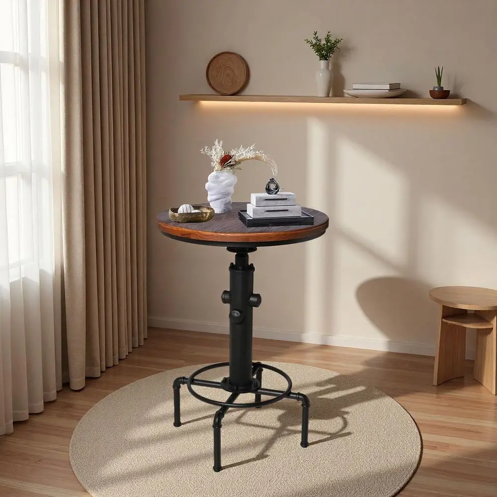 Vintage Industrial Adjustable Height Bistro Table with Swivel Wooden Top for Rustic Pub and Kitchen Use
Vintage Industrial Adjustable Height Bistro Table with Swivel Wooden Top for Rustic Pub and Kitchen Use