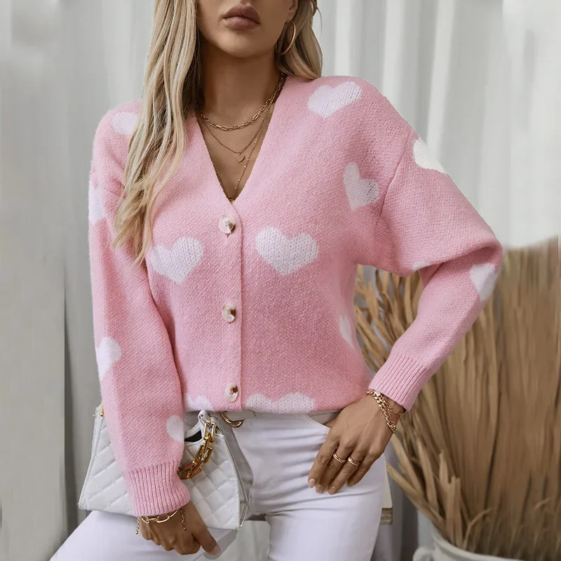 Women's Sweaters Autumn and Winter 2024 New V Neck Love Single-breasted Loose Sweater Cardigan
Women's Sweaters Autumn and Winter 2024 New V Neck Love Single-breasted Loose Sweater Cardigan