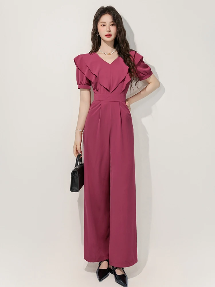 Women Clothes Elegant Lady One Piece Long Trousers Jumpsuits Ruffle V-Neck High Waist Mujer Wide Leg Loose Rompers Casual Summer
Women Clothes Elegant Lady One Piece Long Trousers Jumpsuits Ruffle V-Neck High Waist Mujer Wide Leg Loose Rompers Casual Summer