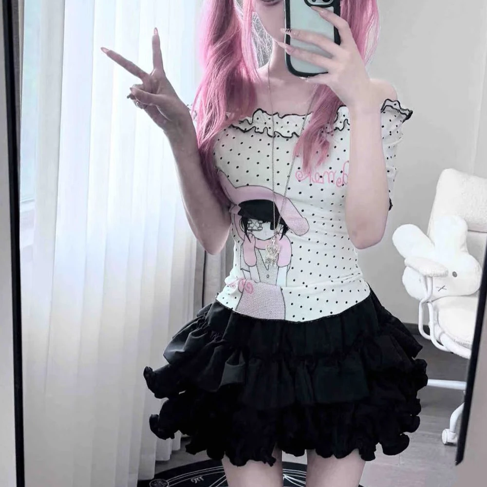 Harajuku Cute Polka Dot T-Shirt Women's Top Y2K Kawaii Cartoon Girl Printed Short Sleeve T-Shirt Summer Street Wear Gothic
Harajuku Cute Polka Dot T-Shirt Women's Top Y2K Kawaii Cartoon Girl Printed Short Sleeve T-Shirt Summer Street Wear Gothic