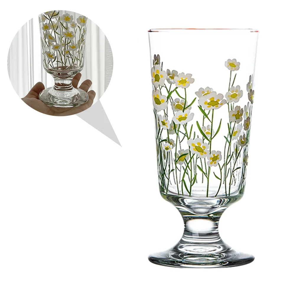 Premium Daisy Glass Stemware 200-300ml Multi-Purpose Milk Juice Cup Unique Design Healthy Transparent Material 
Premium Daisy Glass Stemware 200-300ml Multi-Purpose Milk Juice Cup Unique Design Healthy Transparent Material