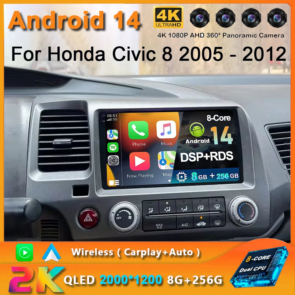 Android 14 Carplay Car Stereo Radio For Honda Civic 8 2005 - 2012 Multimedia Player Navigation GPS 2 Din 4G Audio DVD
Android 14 Carplay Car Stereo Radio For Honda Civic 8 2005 - 2012 Multimedia Player Navigation GPS 2 Din 4G Audio DVD