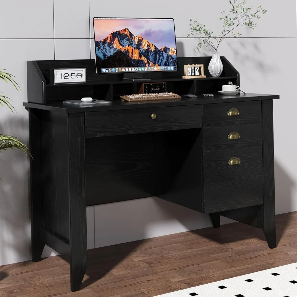 Black Desk with Drawers, 47 Inch Home Office Desk with File Drawer, Computer Table with Monitor Stand and Drawers
Black Desk with Drawers, 47 Inch Home Office Desk with File Drawer, Computer Table with Monitor Stand and Drawers