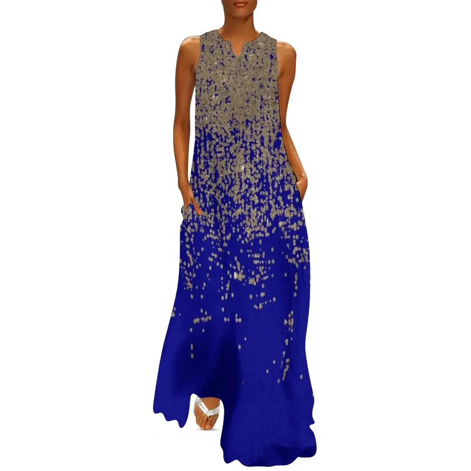 Gold Glitter Cobalt Blue Gradient Ombre Confetti Long Dress long sleeve dress women clothing 2025 new arrivals Dress 
Gold Glitter Cobalt Blue Gradient Ombre Confetti Long Dress long sleeve dress women clothing 2025 new arrivals Dress