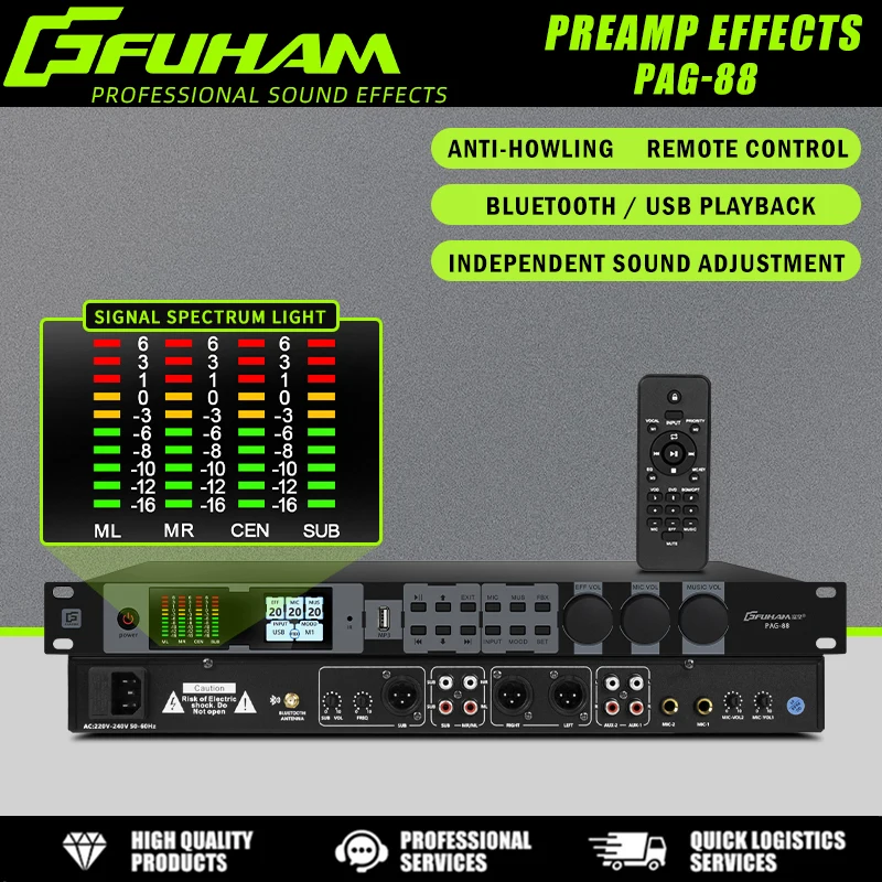 FUHAM PAG-88 Professional KTV Preamp Effects Processor Digital Karaoke Audio Mixer with Anti-Howling Bluetooth USB Playback Remo
FUHAM PAG-88 Professional KTV Preamp Effects Processor Digital Karaoke Audio Mixer with Anti-Howling Bluetooth USB Playback Remo