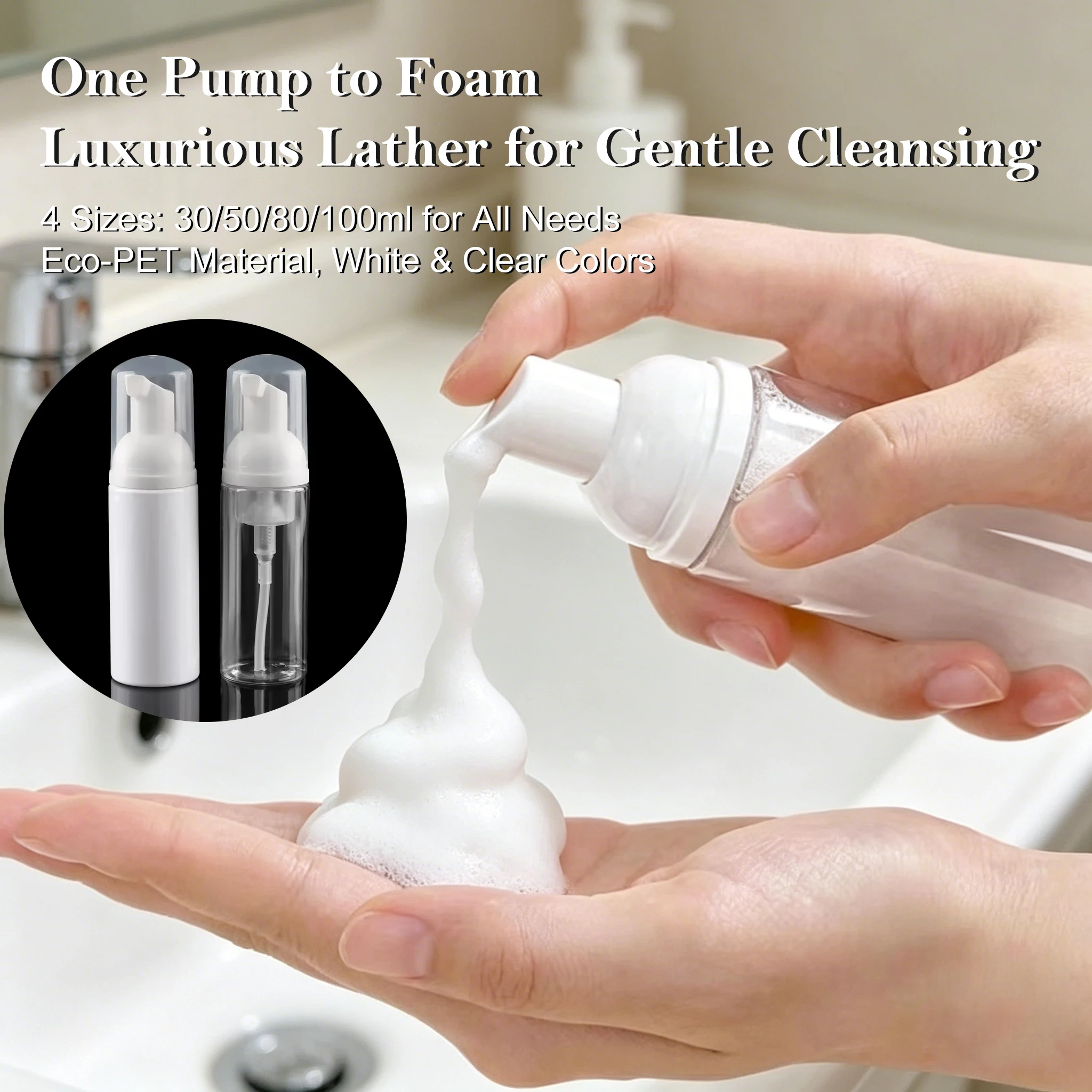 30/50/80/100ml Foam Pump Bottle Empty Cosmetic Bottle White Clear For Face Cleanser Hand Soap Shower Gel Travel Mousse Dispenser
30/50/80/100ml Foam Pump Bottle Empty Cosmetic Bottle White Clear For Face Cleanser Hand Soap Shower Gel Travel Mousse Dispenser