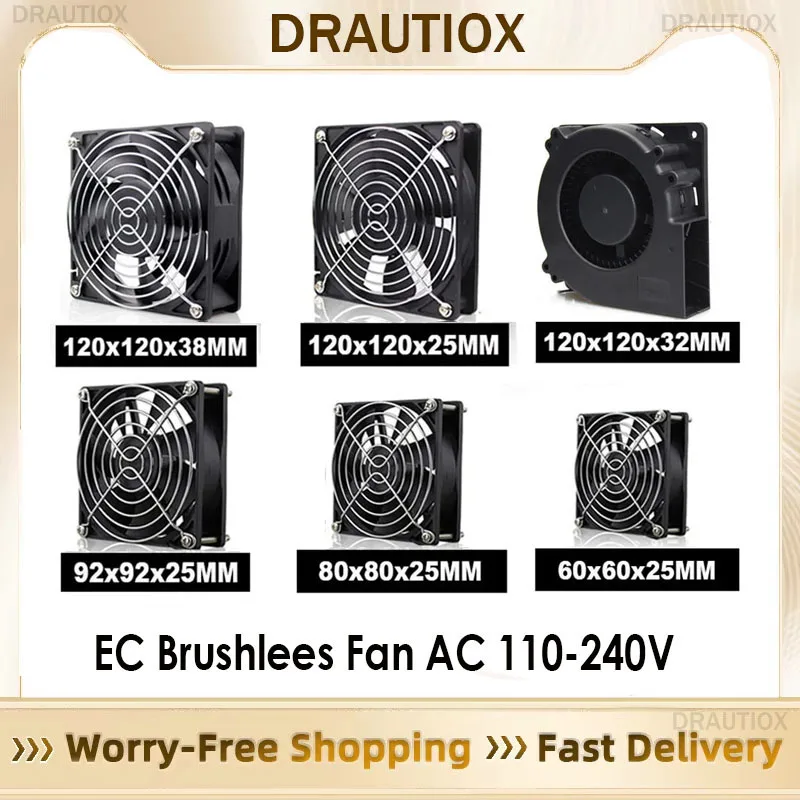 EC Axial Fan 60mm 80mm 90mm 120mm Ball Brushless Fan Cooler AC 110V 120V 220V 230V 240V Computer Case Fan 6025 8025 9225 12038
EC Axial Fan 60mm 80mm 90mm 120mm Ball Brushless Fan Cooler AC 110V 120V 220V 230V 240V Computer Case Fan 6025 8025 9225 12038